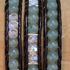 Triple Wrap Gemstone & Sterling Silver Bracelet